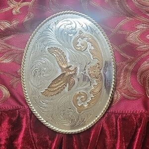 Vintage Metal silver & brass Belt buckle